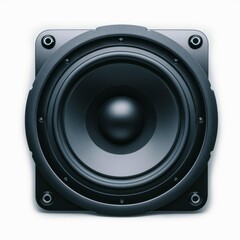Black Speaker: A close-up of a black square speaker. perfect for websites and presentations.  