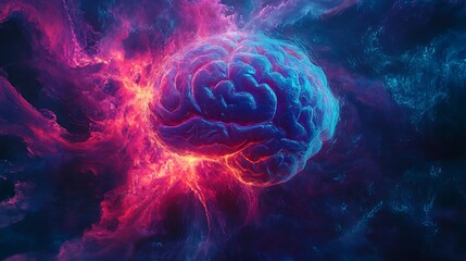 Obraz premium Capsules surrounding the human brain, showcasing anatomy and health.