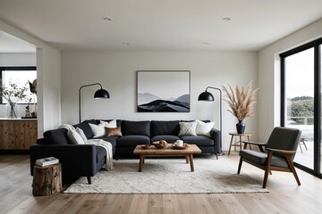 Scandinavian Minimalist Living Room Design with Rustic Accent Decor