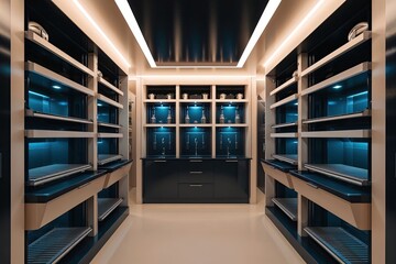 Fototapeta premium Trendy 3D Room Visualization with Luminous Effects and Depth Perception