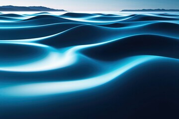 Serene Abstract Ocean Blue Artwork Featuring Fluid Shapes and Soft Gradients