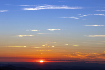 Sunset scene with blue sky - background and backdrop image