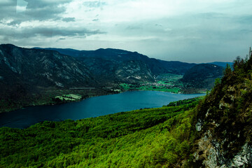 bohinji lake in slovenia, nature, landscape, cloudy