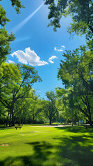 Serene Wilderness and Urban Interface: A Sunny Day View of Oz Park, Chicago