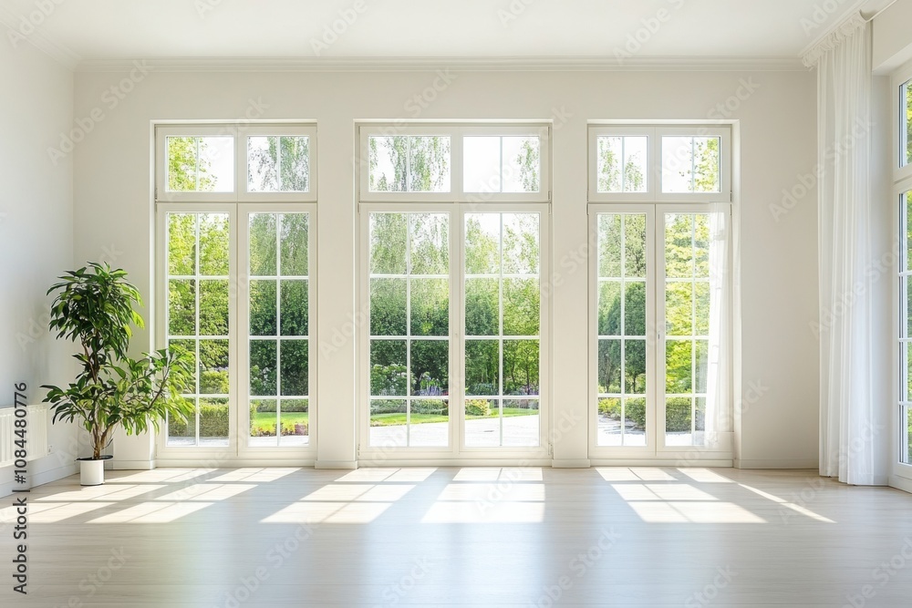 Poster this modern living room features expansive windows that fill the space with natural light, offering 