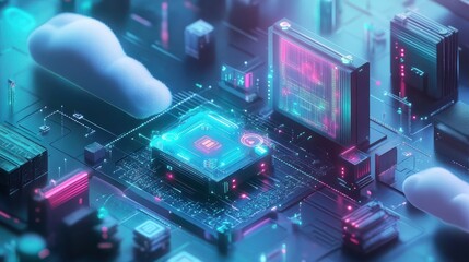 Visual representation of the SASE concept featuring digital security icons and cloud technology for modern network solutions.