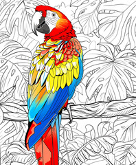 Fototapeta premium Colorful Parrot Perched on Branch