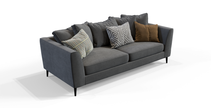 Soft Sofa with pillows 3d render isolated premium PNG on transparent background with shadow