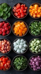 A Colorful Array of Freshly Prepared Food Ingredients