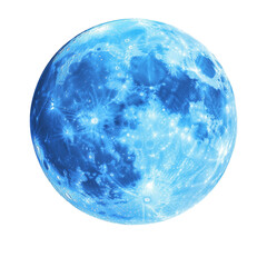 Blue moon illustration, isolated on transparent background 