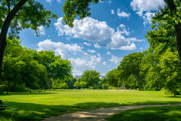 Serene Wilderness and Urban Interface: A Sunny Day View of Oz Park, Chicago