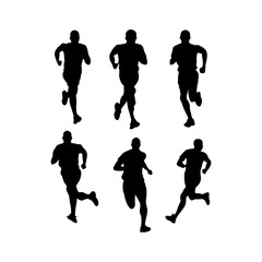 Athlete on running race silhouette Vector art