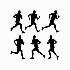 Athlete on running race silhouette Vector art