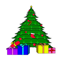 christmas tree and gifts