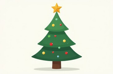 Obraz premium Christmas tree with a Christmas star, toys, light garlands
