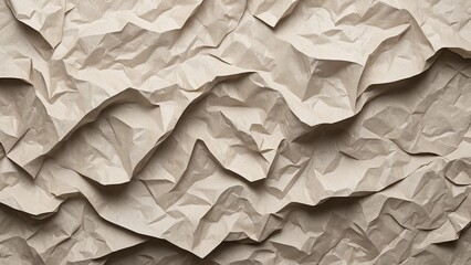 Crumpled brown paper texture with layered folds and wrinkles for creative background