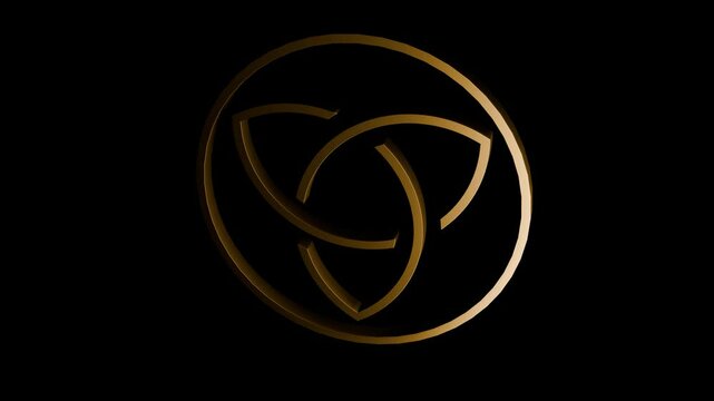 celtic triquetra trinity knot isolated on transparent background. 4K footage