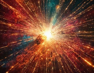 Fototapeta premium A vibrant explosion of cosmic energy and light, depicting a stellar event.