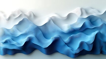 Obraz premium Abstract blue and white wavy background with a 3D effect.