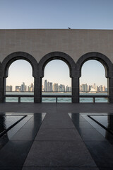 Museum of Islamic Art Archways Overlooking Doha, Qatar