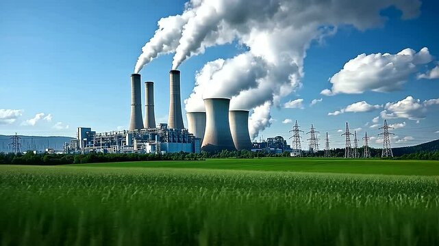 An energy plant with advanced carbon capture technology, where emissions are visually funneled through mechanical arms into underground storage caverns, highlighting the CCUS syste