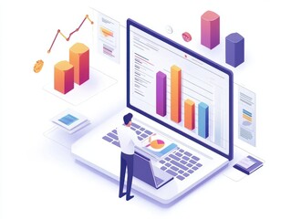 Cost and quality control, business strategy and project management concept. Businessman use computer laptop with quality control growth graph and cost reduction, control budget cost and improvement.