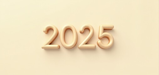 A modern 2025 number design displayed against a light background reflecting upcoming trends and celebrations for the new year