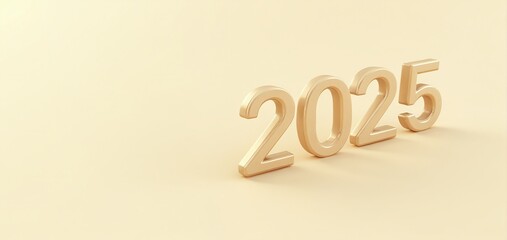 Numbers representing the year 2025 set against a plain background during a minimalist decor presentation. New Year
