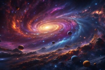 Obraz premium Spiral Universe Background, Space Background, Galaxy background, Milky Way Background, AI Generative