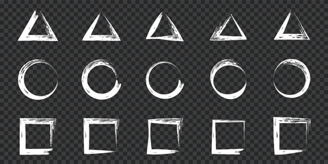 Set of Grunge Hand-Drawn Geometric Shapes