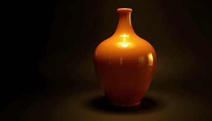 ceramic vase with a glossy finish isolated on a black background create with ai