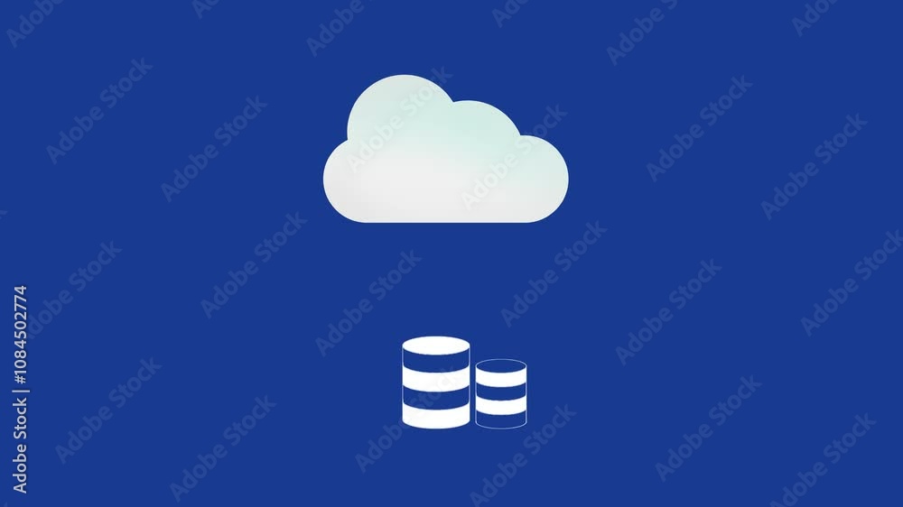Poster storing data in cloud concept with arrows showing up and down, 4k animation. receiving and sending d