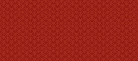Red Snake Skin Print. Japanese and Chinese Traditional Seamless Pattern. Oriental Geometric Ornament. Deep Red Abstract Oriental Vector Pattern. Simple Elegnat Repeatable Motif of Wavy Water. 