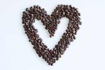 Heart from beans of coffe.
