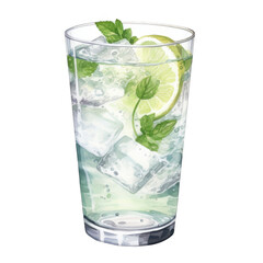 Refreshing Mojito Cocktail in Tall Glass with Lime and Mint