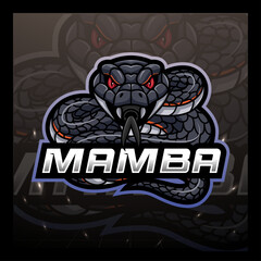 The black mamba snake mascot e sport logo design © REYYARTS