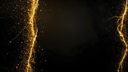 Two vertical streams of gold glitter on a black background. Dark space in the middle.

