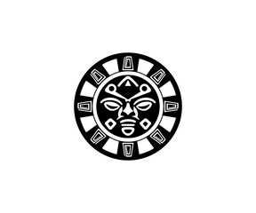 Vector illustration of the symbolic form of the Aztec cosmology in black and white	