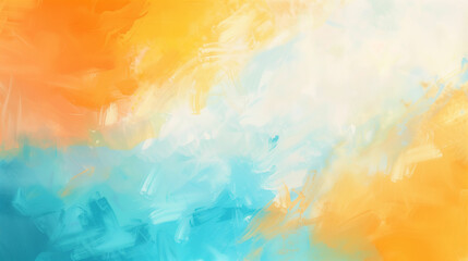 Abstract art with vibrant orange and blue colors blending together in a soft, textured pattern during a bright, sunny day