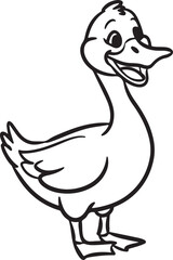 Delightful Line Drawing of a Happy Goose with a Wide Smile - Cute Goose Design

