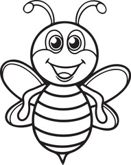 Happy Bee with a Wide Smile Vector Illustration - Cute Joyful Bee Design

