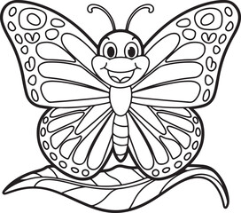 Happy Butterfly with a Big Smile Vector Illustration - Cute Joyful Butterfly Design

