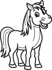 Happy Horse Standing with a Big Smile Vector Illustration - Joyful Horse Design

