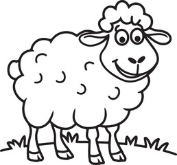 Happy Sheep with a Big Smile Vector Illustration - Cute Joyful Sheep Design


