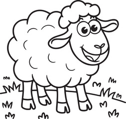 Happy Sheep with a Big Smile Vector Illustration - Cute Joyful Sheep Design

