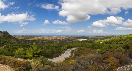 Beautiful landscape on the island of Rhodes in the area of ​​the Kalopetra Monastery