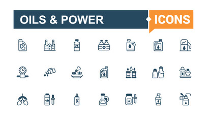 Oils and Power vector line icon set. Related to beauty, eyedropper, flower, aroma, rose, aromatic, liquid, glass. Outline and solid pictogram.