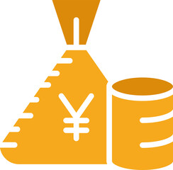 Yen Money Sack and Coin Icon
