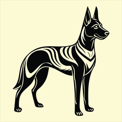 Dog black silhouette vector with white background