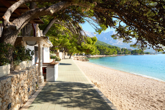 Beach by the Adriatic Sea in Brela town, Croatia